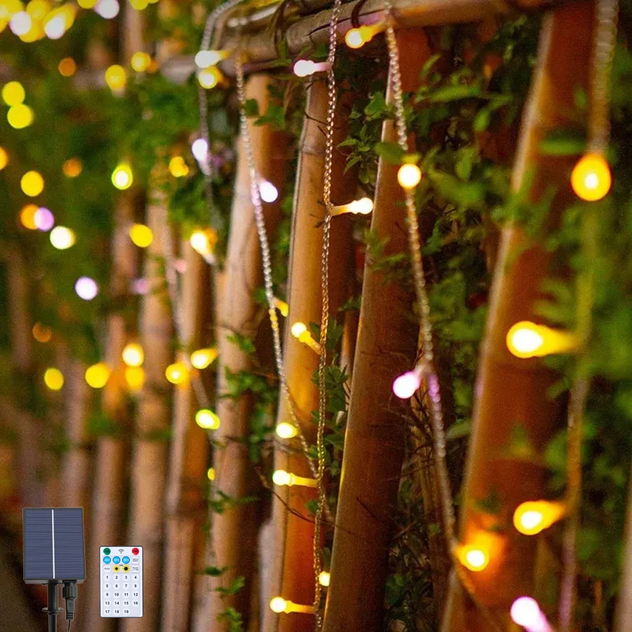 

Солнечная вишневая лампа 12 м 22 м Macarons Солнечная гирлянда 19 режимов Водонепроницаемая уличная солнечная лампа для сада, крыльца, декора бассейна