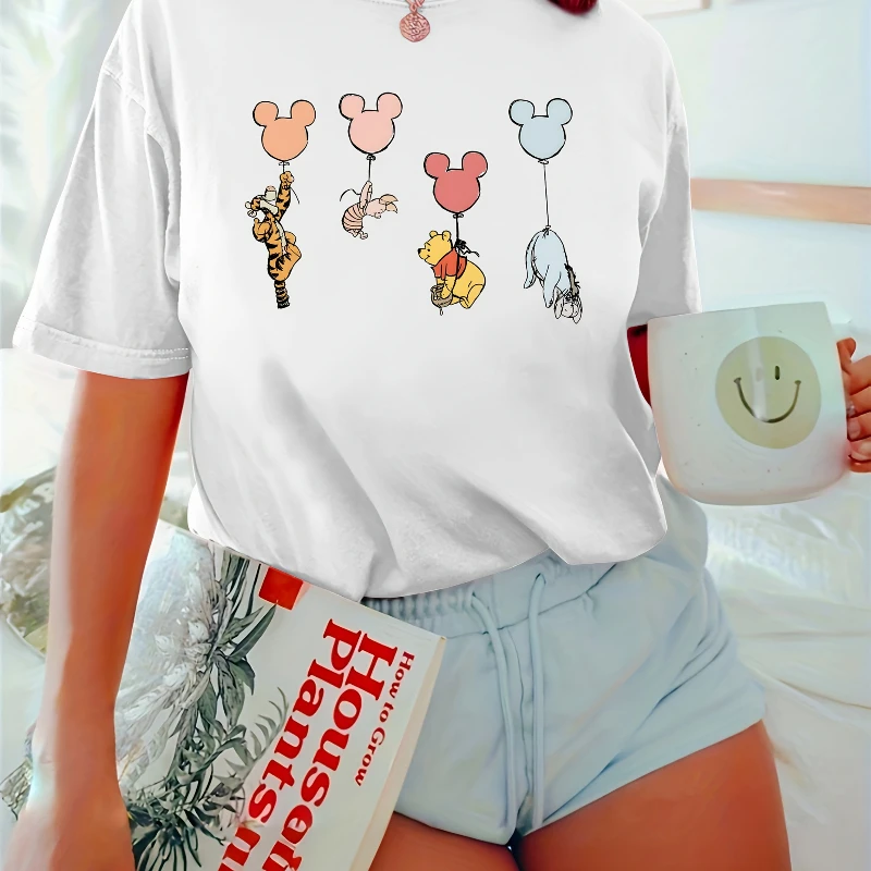 

Disney Series Mickey Bear Printed Four Seasons Comfortable Men's and Women's Cotton Casual Fashion Retro Clothing