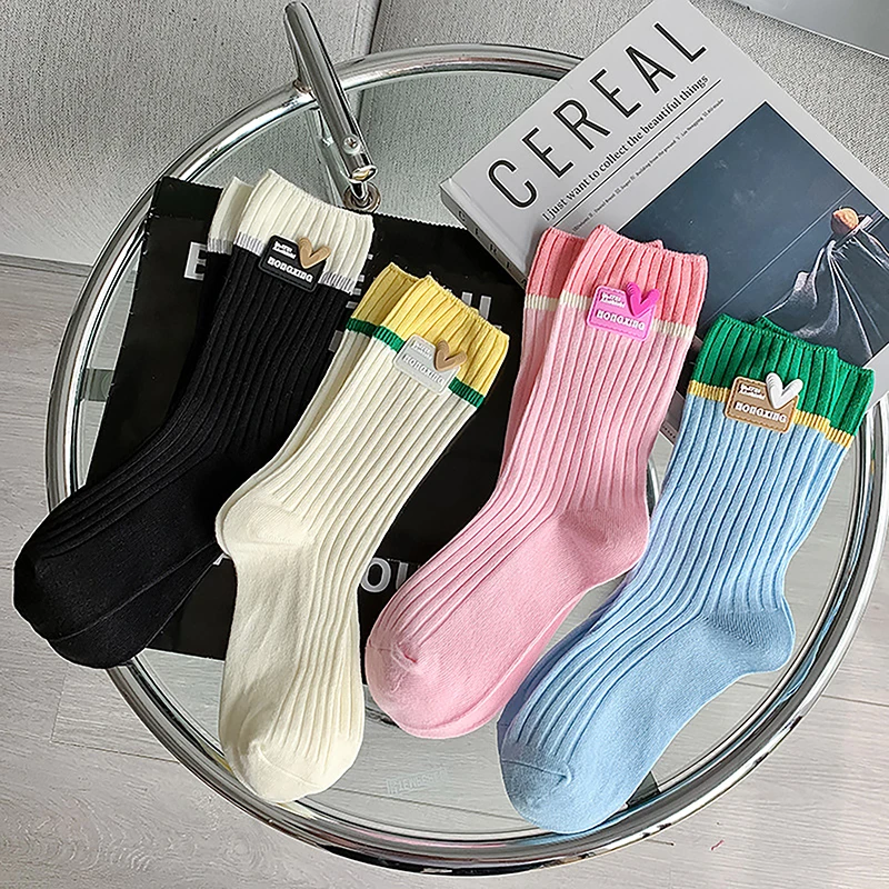 

Women Socks Korean Style Candy Color Harajuku Kawaii Mid Tube Socks Breathable Casual Short Socks Hip Hop Cotton Socks