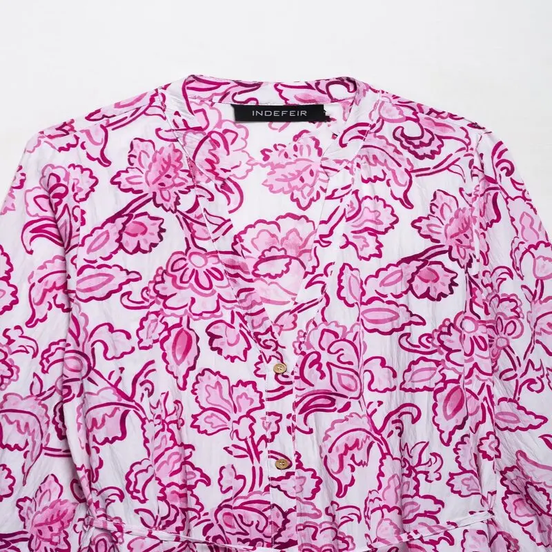 Summer 2025 New Arrival Women's V-ne Floral Print  Dr Design Sense Flower Print Commute Sle Seven Sve Length