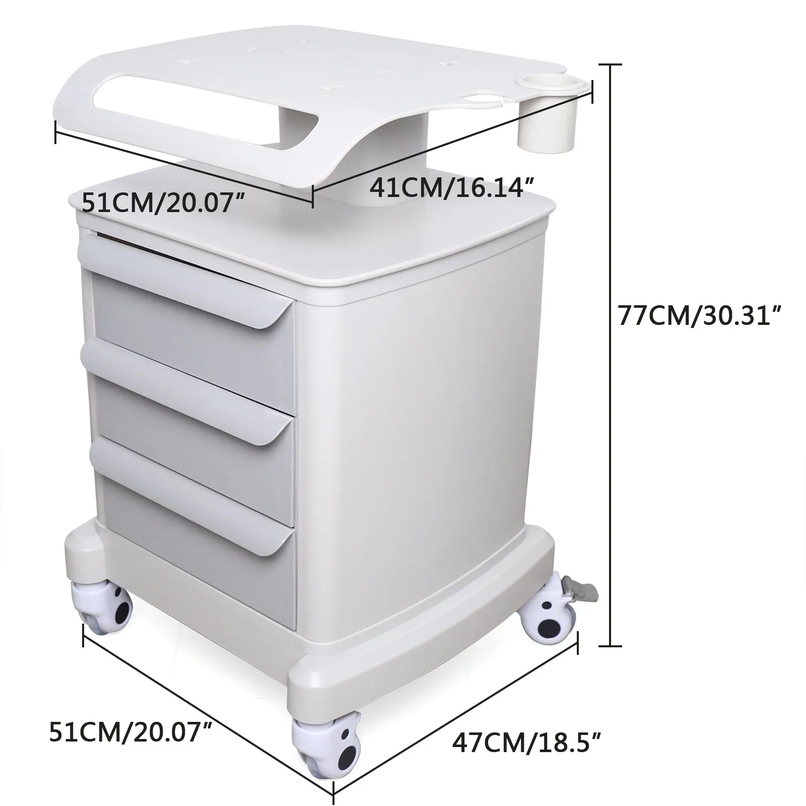 Beauty Salon SPA Trolley Stand Cart, montado com roda de rotação de 360 ° para máquinas de beleza