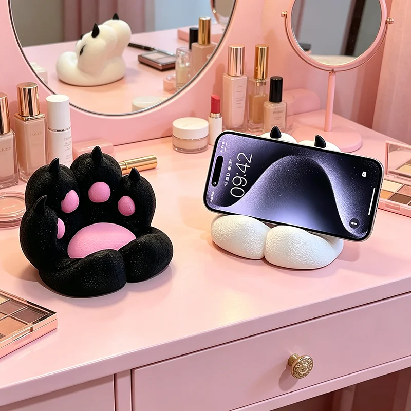 Cute Cat Paw Phone Stand, 3D Print Desktop Holder, Anti-Slip Lazy Bracket for Watching Videos view 4