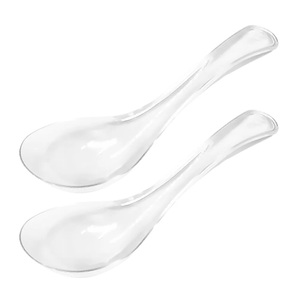 

2Pcs Glass Spoon Set Clear Dessert Soup Spoon Kitchen Accessories Household Tablespoons Ramen Food Serving Tool