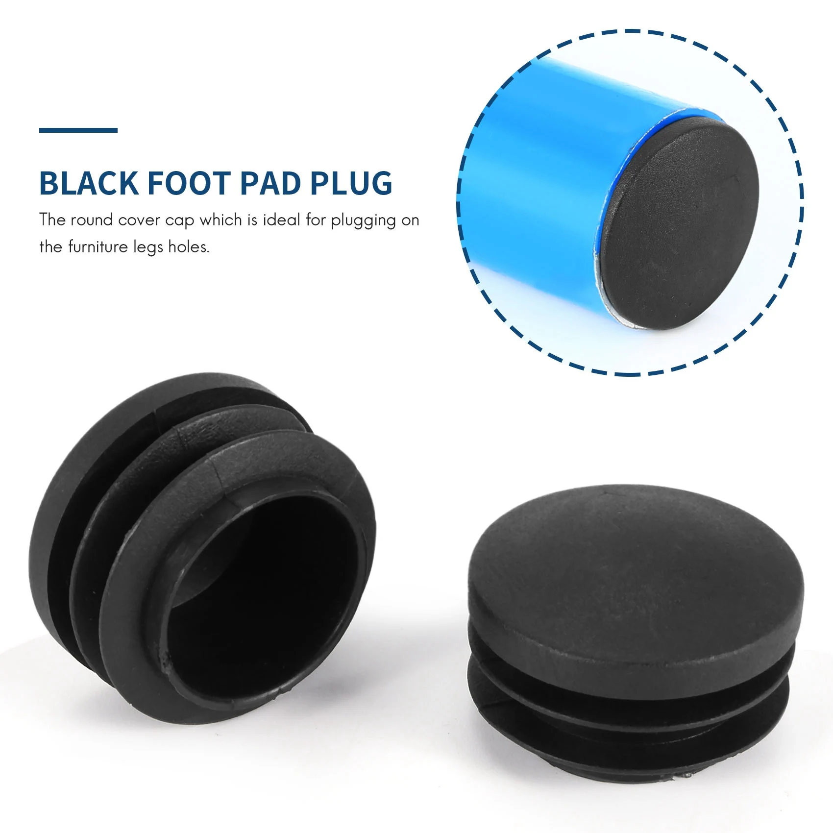 Black Plastic 35mm Dia Blanking End Caps Round Tube Insert 5 Pcs