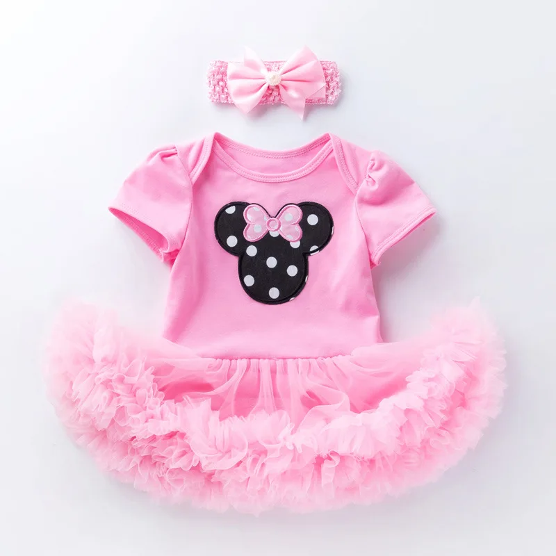 3pcs Disney Summer Miinie cotton rompers new girl baby  short-sleeved robe suit 0-2 years old baby crawling suit rompers