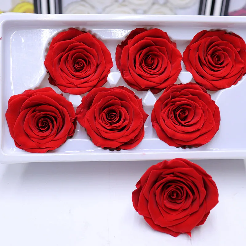 6Pcs/Box A Grade High Quality Preserved Rose Head Immortalized 5-6 Diameter Eternal Roses Christmas Gift Box For Mom Girlfriend