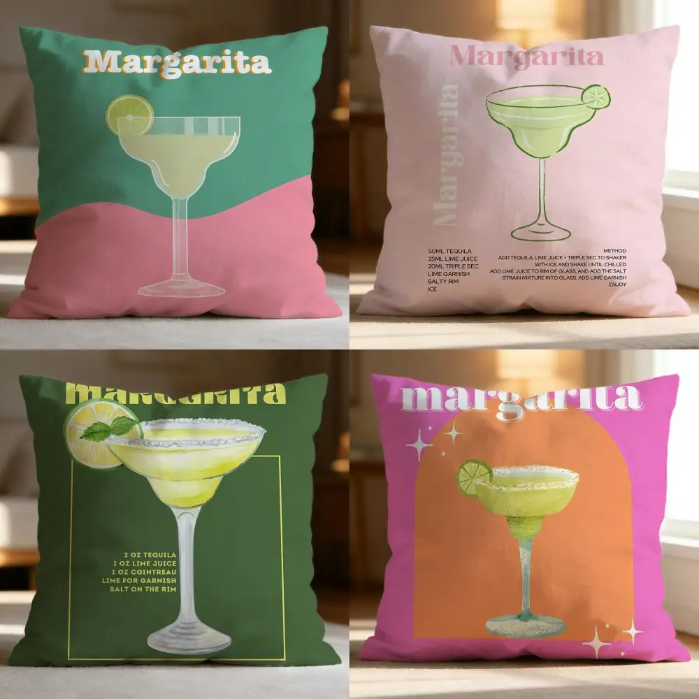 Hot M-Mmargarita Cocktail Arted Cushion Cover Soft Washable Pillow Case Multi-Scene for Couch Bed Travel Office Use