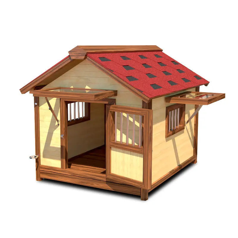 

villa Solid wood dog house Warm in winter Large windproof kennel Outdoor waterproof