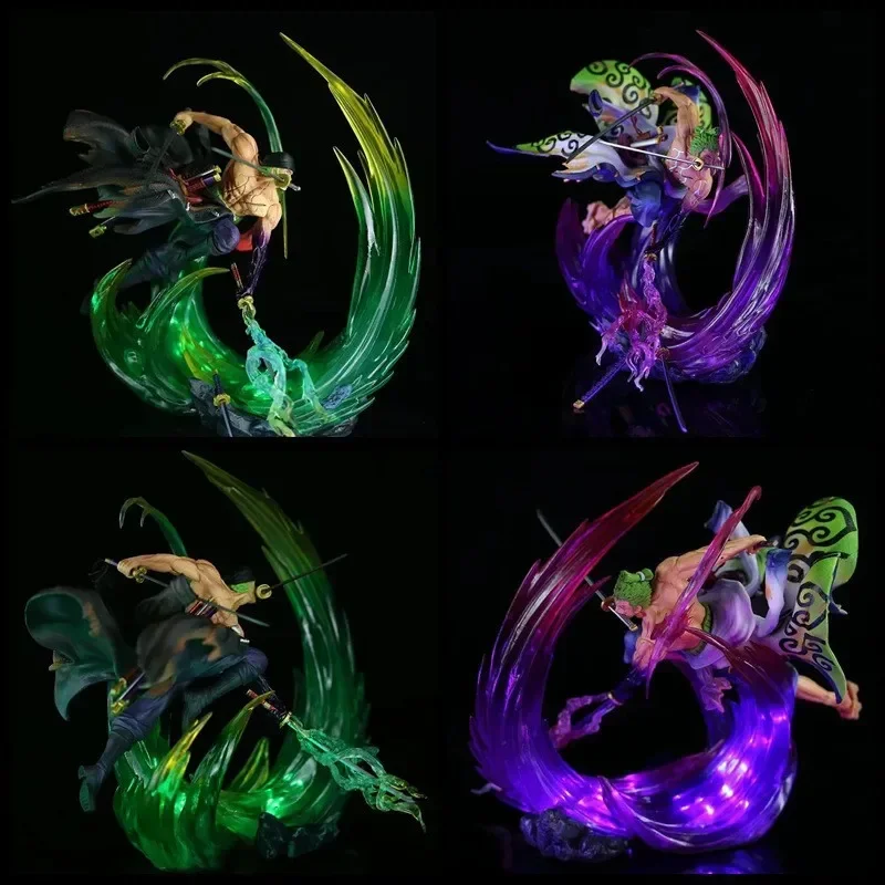 Figur One Piece 24cm Roronoa Zoro, Figur Anime Gk Bercahaya, Patung Pvc, Model Keren untuk Dekorasi Kamar, Mainan Hadiah Anak