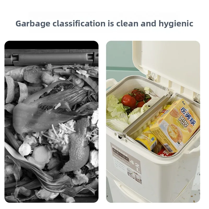 Custom Kitchen Trash Can No Bending Hands Free Lid Odor Control Large Capacity Multi Level Sorting No Bending Required