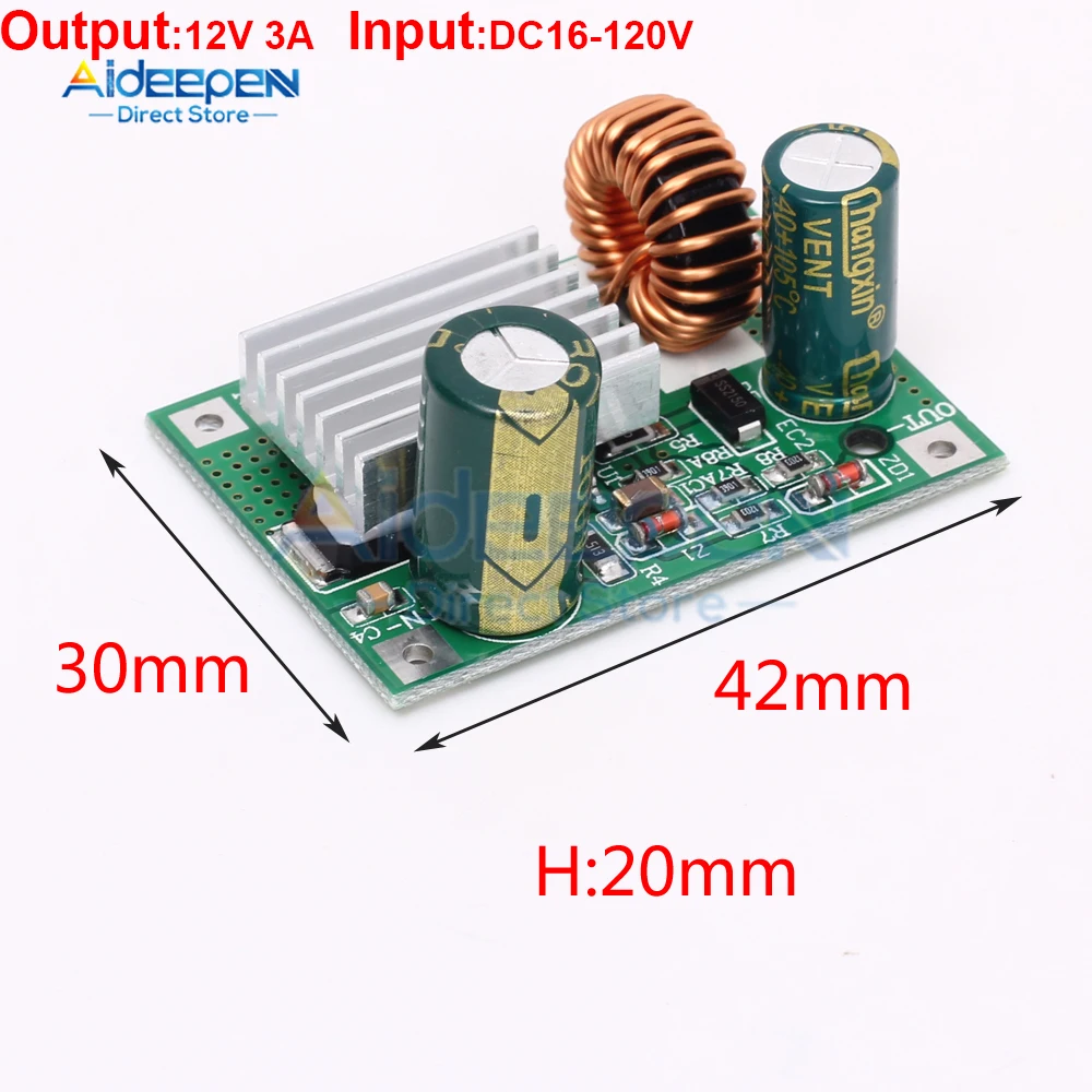 DC 9V 12V 24V 36V 48V 72V 84V 120V do 5V/12V/24V 2A/3A Moduł obniżający napięcie Zasilacz DC Nieizolowany stabilizator Buck Converter