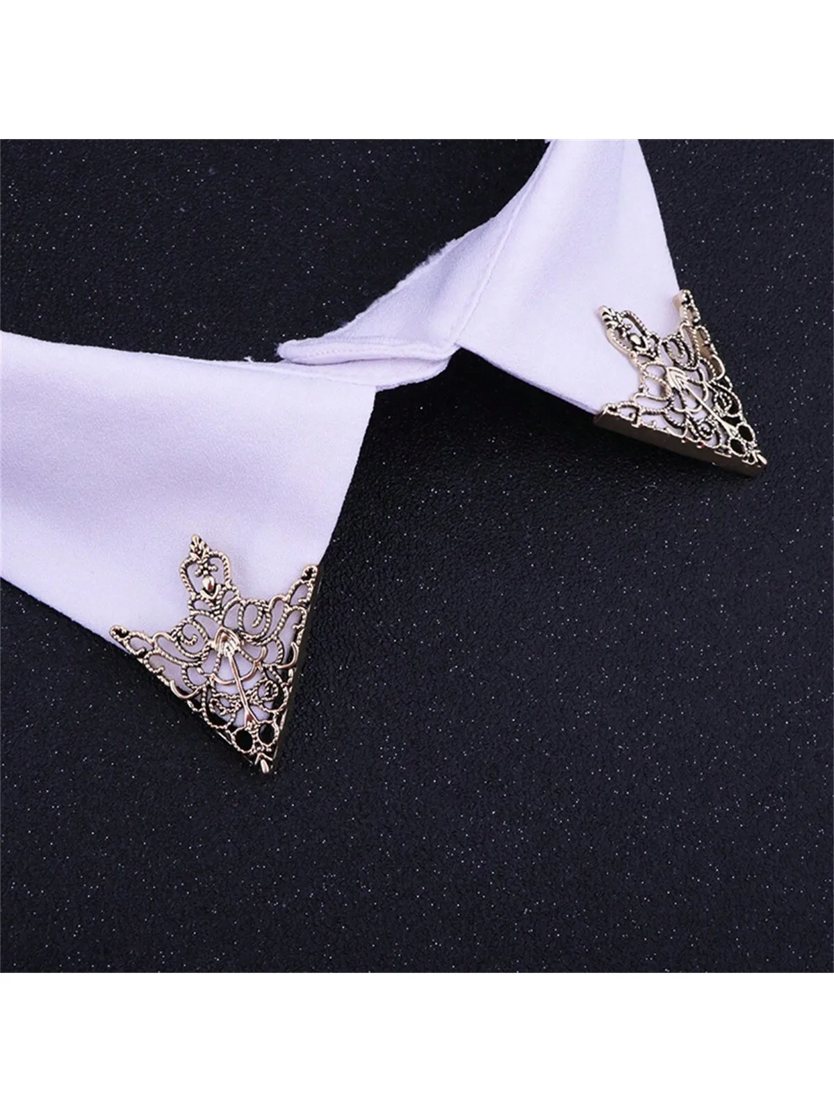 European and American retro pattern triangle collar pin accessories fashion men and women hollow crown collar corner badge