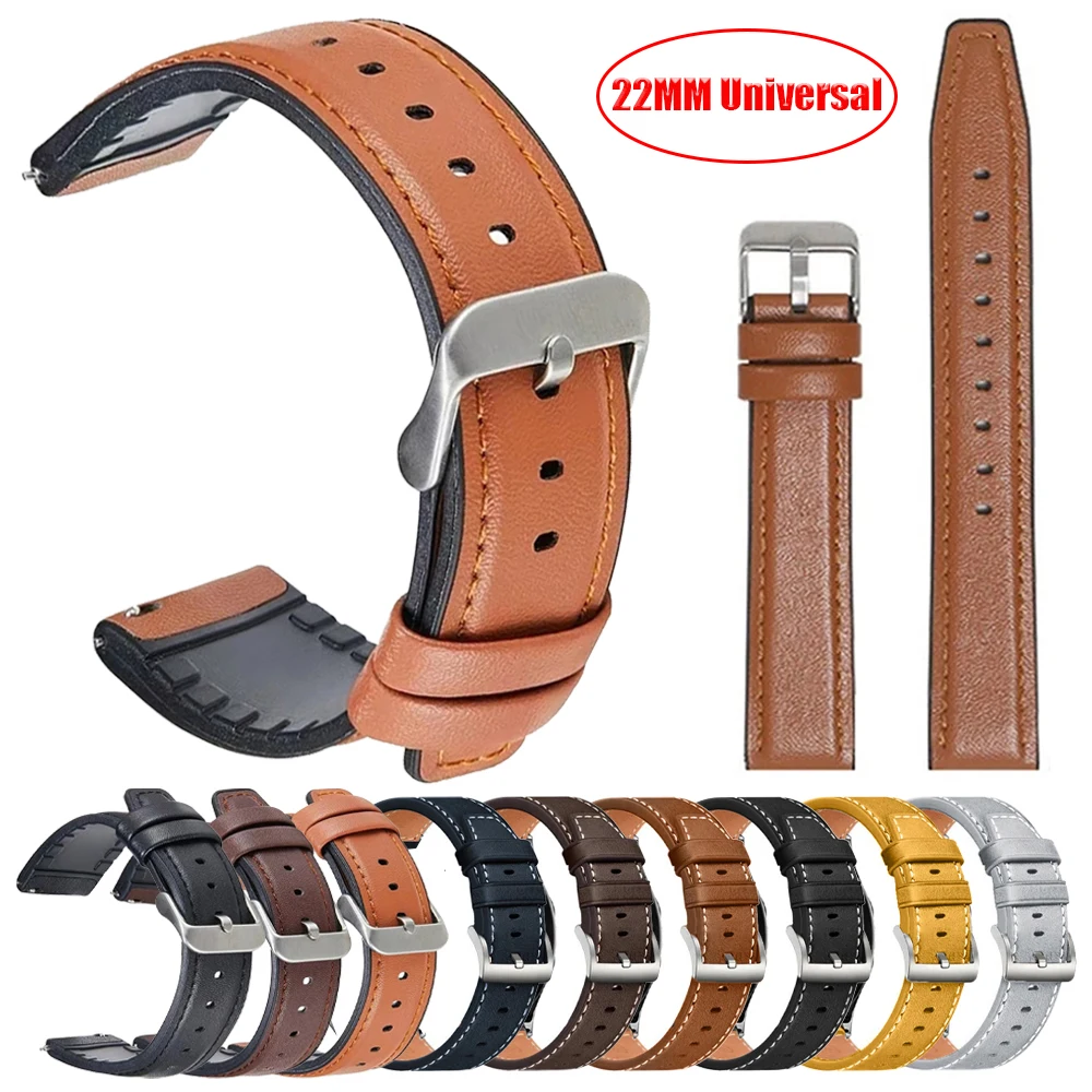 Bracelet de remplacement 22 mm pour Xiaomi Watch 5 S5 46mm S4 S3 S2 S1 Pro Band Mi Watch Color 2 /2Pro Bracelets en cuir vintage + silicone