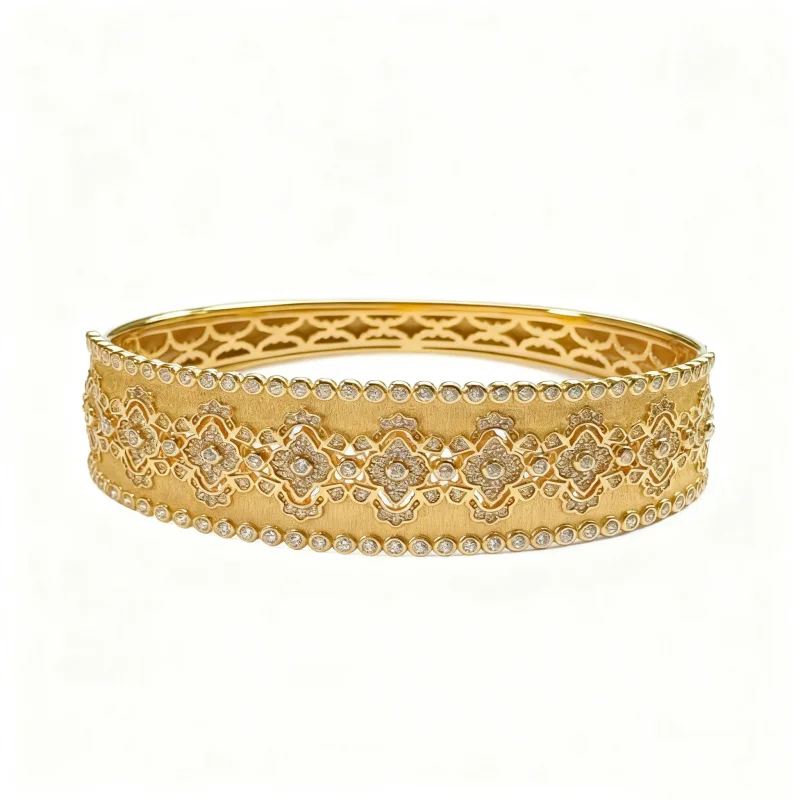 

BELLUX S925 Серебряный синтетический циркон Итальянский матовый ремесленный широкий браслет золотого цвета Изящные ювелирные изделия Винтажный браслет