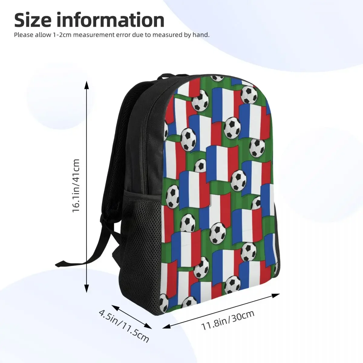 Custom France Football Backpack for Men Women School College Student Bookbag Fits 15 Inch Laptop Sports Lover Soccer Balls Bags