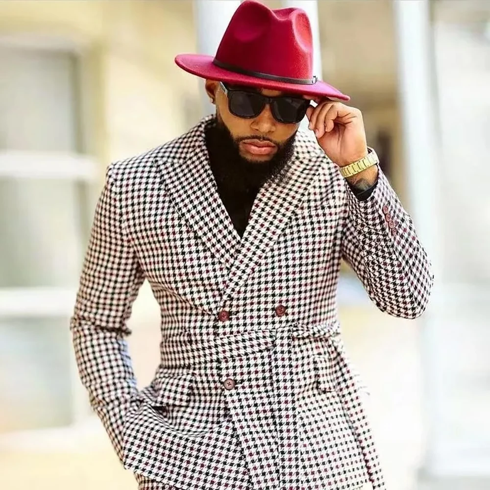 

Classic Men's Suits 2 Piece Jacket Pants Outfits Elegant Double Breasted Peak Lapel Slim Fit Male Clothing for Wedding Outfits