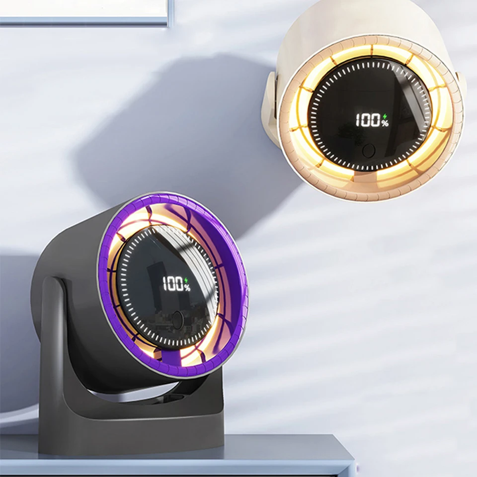 New Leafless Mini Electric Fan Desktop Dormitory USB Charging Night Light Wall Mounted Home Dormitory Circulation Fan JMF-7