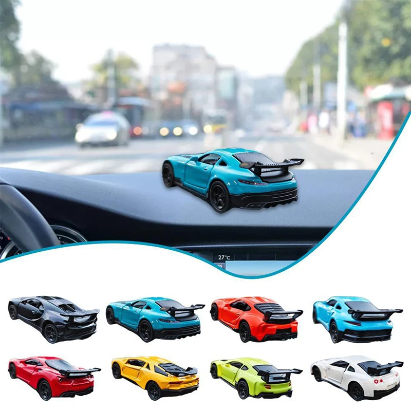 1PC Drifting Cool Car Dashboard Turning Racing Car Ornament Rotating Model Inside Vehicle Decoration Accessories Men Gift