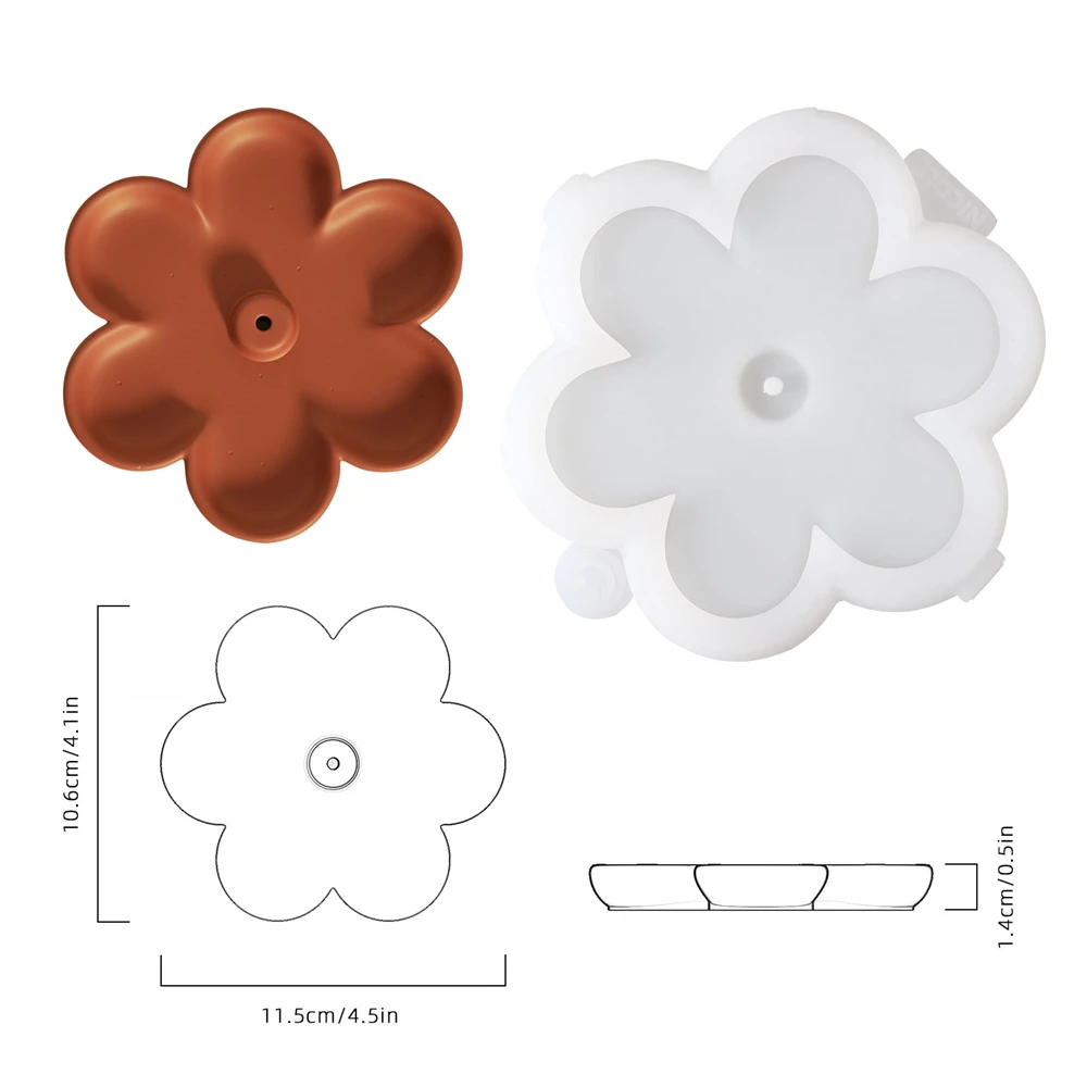 Boowan Nicole Flower Incense Holder Silicone Mold for Cement DIY Incense Burner Concrete Jesmonite Mould Handmade Craft Tools view 2