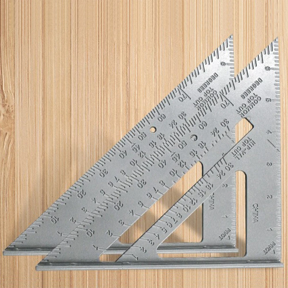 7 Inch Angle Ruler Metric Aluminum Alloy Triangular Measuring Ruler Woodwork Speed Square Triangle Angle Protractor Layout Tool