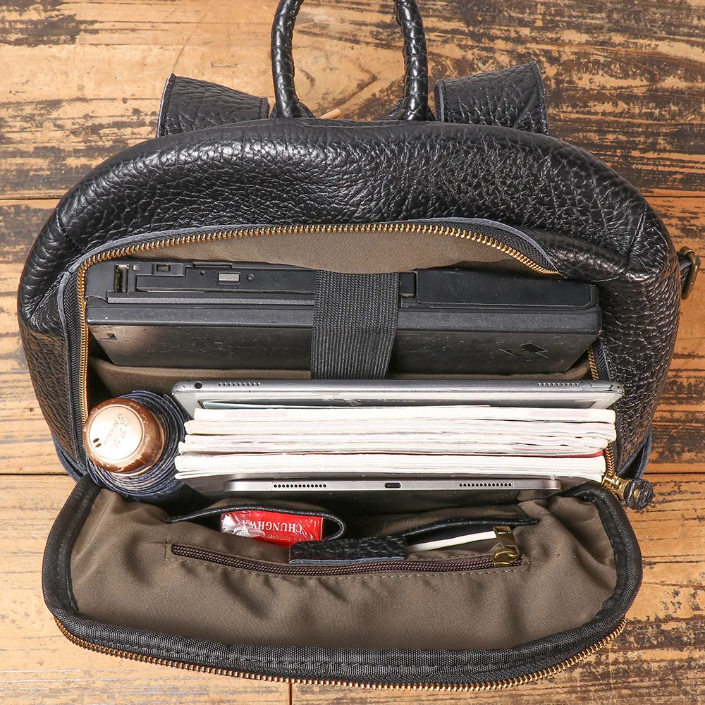 Genuine Leather Men's Travel Backpack, Spacious Laptop Bag