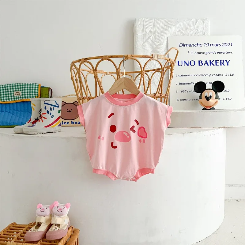 New Summer Cute Pig Print Baby Short Sleeve Jumpsuit Casual Animal Girl Boy Rompers Newborn Newborn Clothes K2331