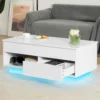 Mesa de centro con elevación LED, muebles modernos con ajuste de altura y diseño elegante para decoración del hogar y entretenimiento 3