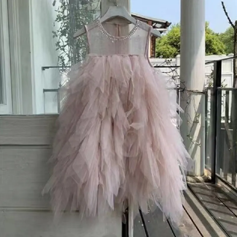 Fashion Baby Girl Princess Sequins Tutu Layered Dress Sleeveless Child Tulle Vestido Party Pageant Birthday Wedding 1-10Y