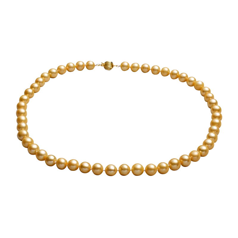 

Natural South Southsea Gold Pearl Necklace Round 8-9MMElegant and Fashionable Women's Gift Banquet Wedding luxuryx654