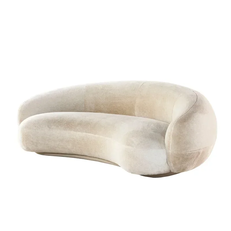 

Nordic Living Room Three People Arc Sofa Simple Designer Beauty Salon Creative Lamb Velvet Sofa