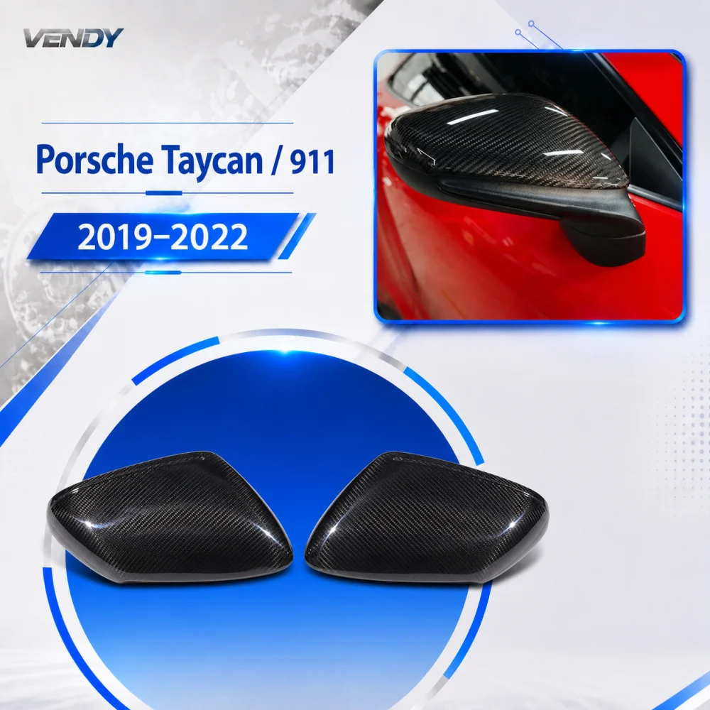 Real Carbon Fiber For Porsche Taycan 911 992 Carrera Turbo S 2019-2024 Car Rear Side Mirror Cover Replace Accessories