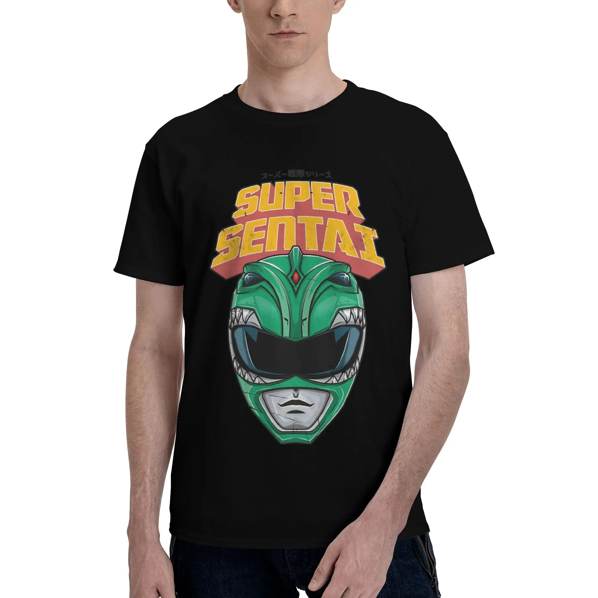 Super sentai    green ranger  Graphic Funny 100% Cotton T-Shirt Bandai Kamen Rider Tees Tops For Men