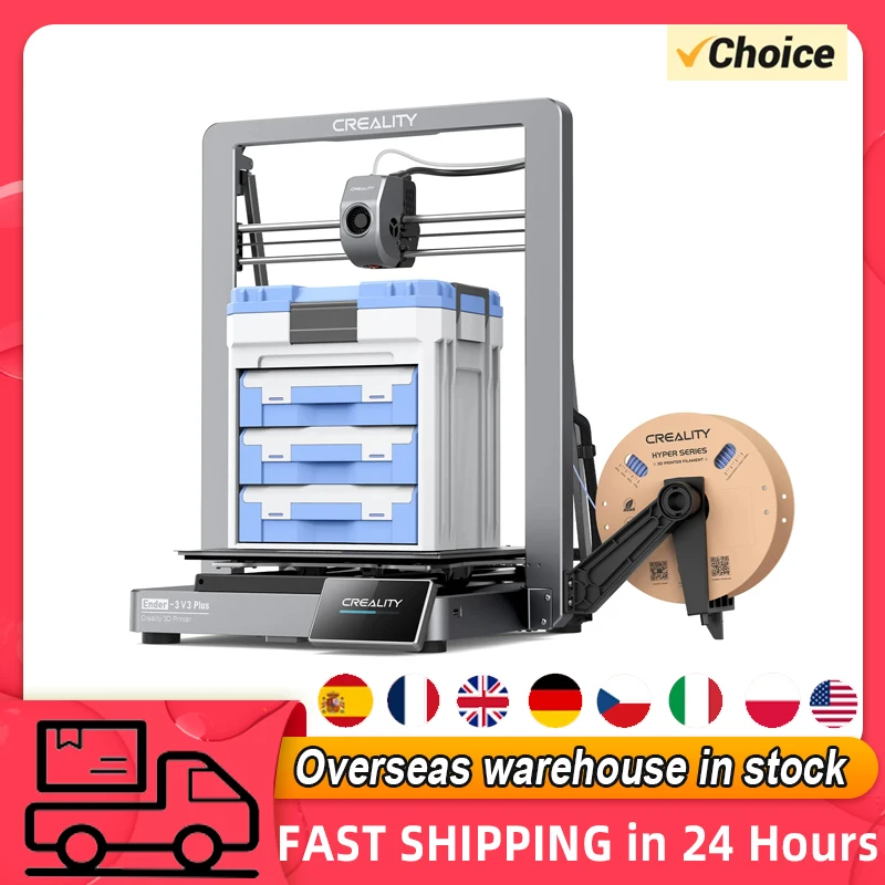 Creality Ender-3 V3 Plus 3D Printer Core-XZ Structure with 600mm/s HighSpeed Support AutoLeveling 4.3 Touchscreen 3D Printer Kit