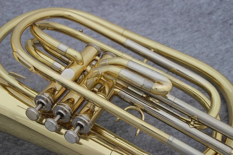 China OEM professional Bb key 3 piston yellow brass marching horn wind instrument for band teaching