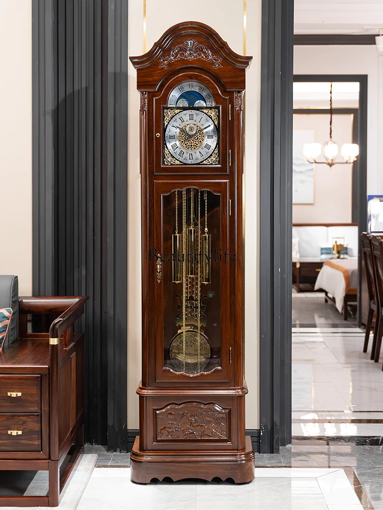 

-*Germany Helmler new Chinese mahogany floor clock living room retro mechanical pendulum clock European-style villa solid wood