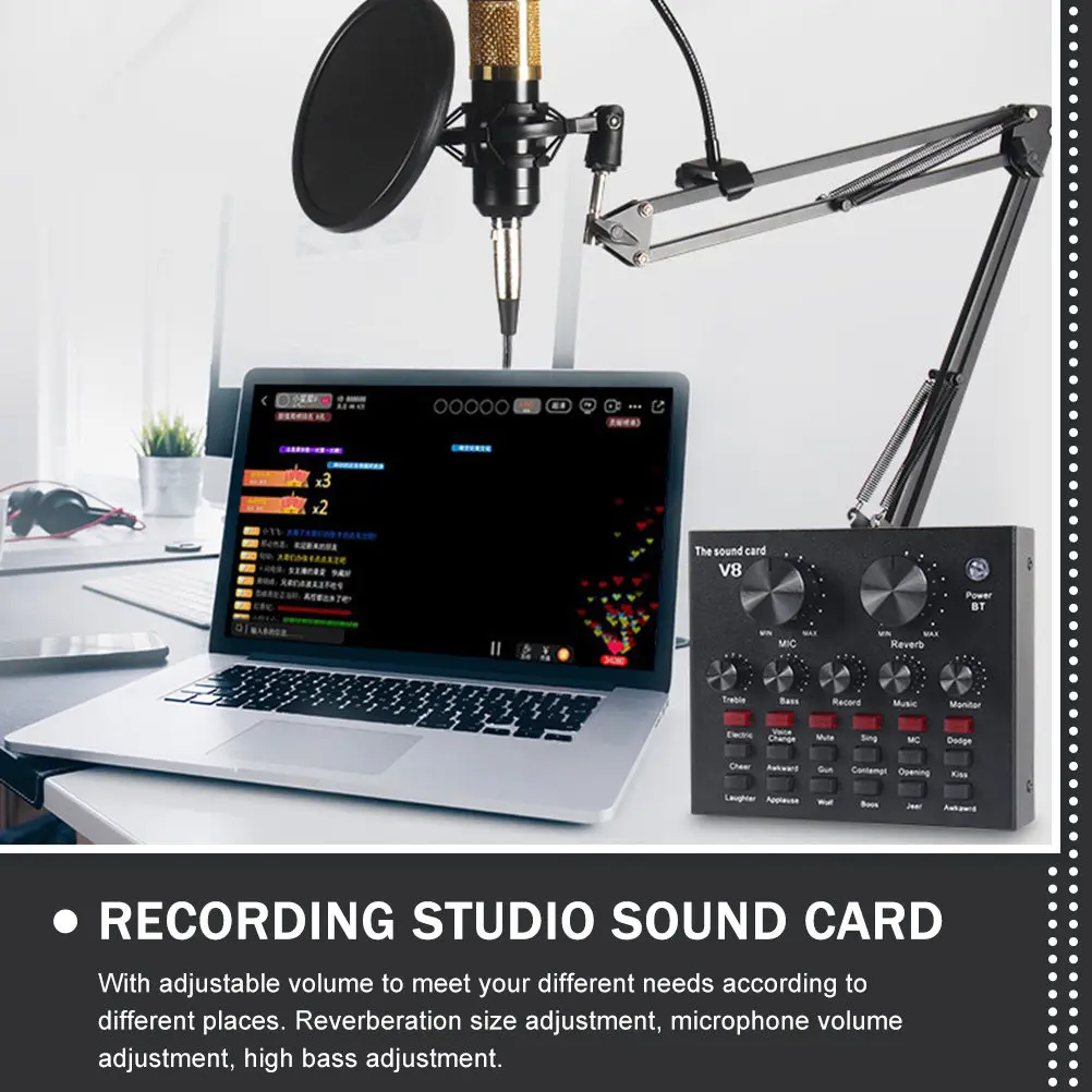1Set Upgraded Live Streaming Sound Card with Intelligent Noise Reduction Karaoke Voice Changer Sound Mixer Board for Pc Mobile view 2