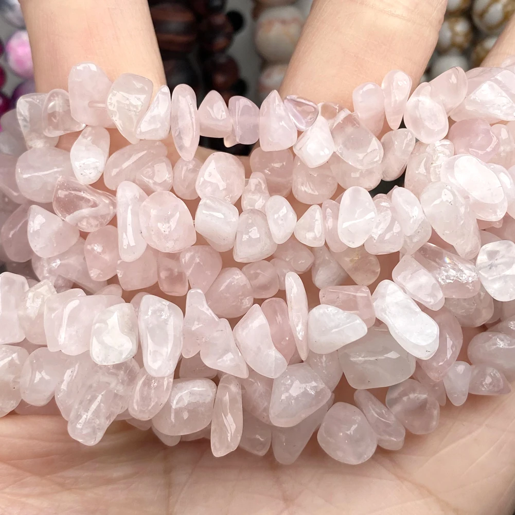 Rose Pink Quartz Chips Beads For Needlework 8mm-12mm Irregular Natural Stone Beads Accessories Diy Jewelry Making Bracelets 15\