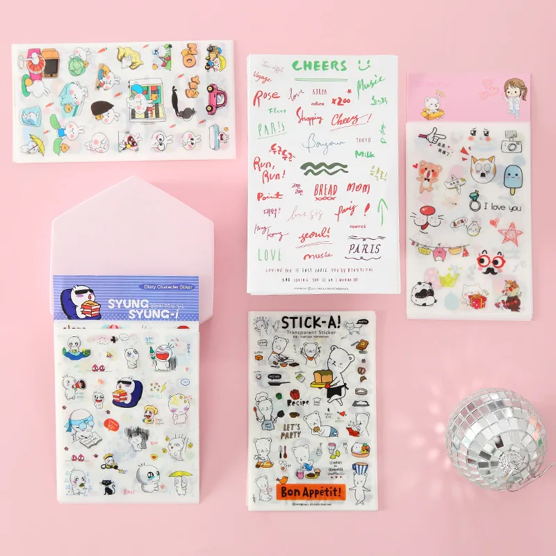 6pcs Cartoon Cute Stickers Diy Hand Book Stickers Student Stationery Children's Small Pattern Stickers