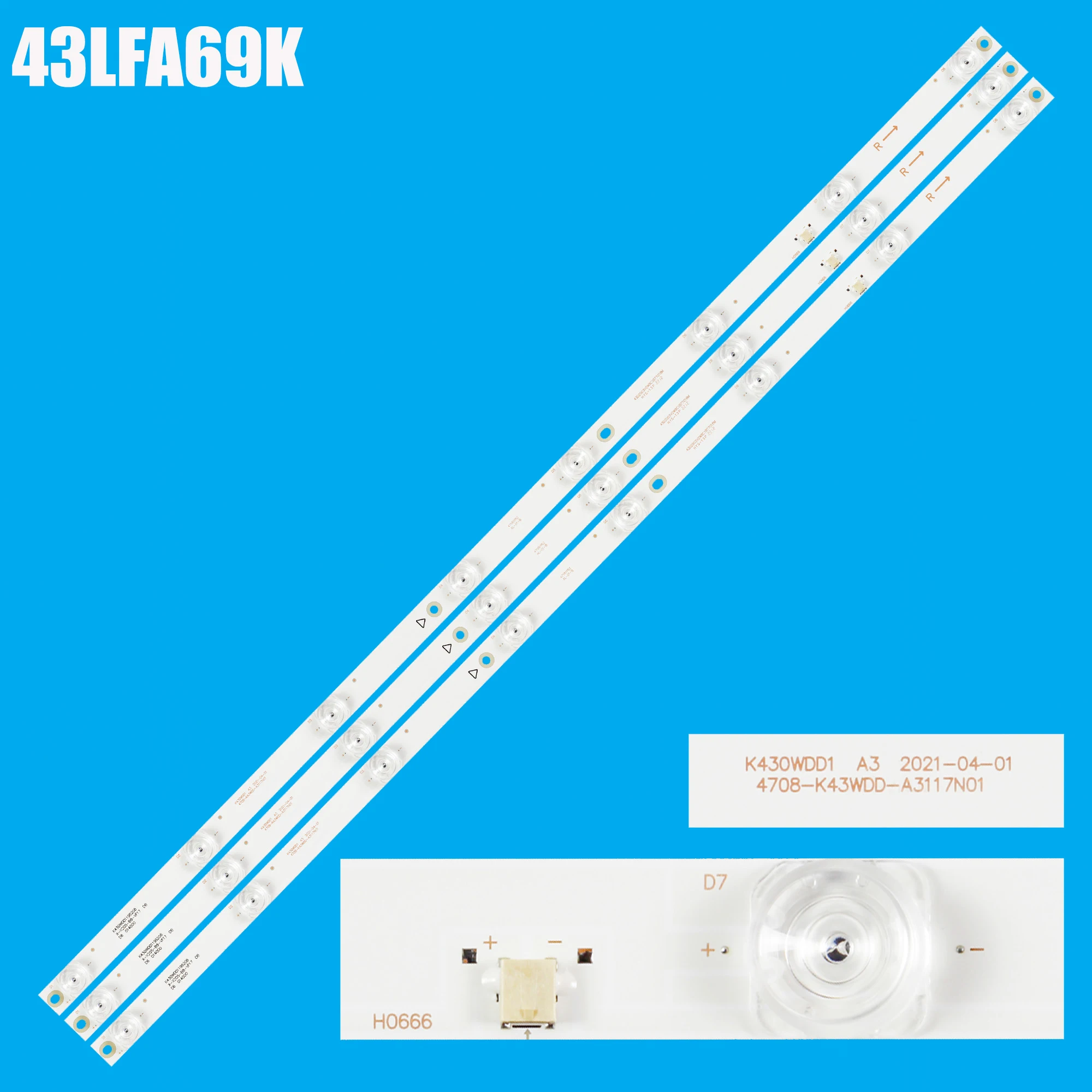 tira de luz de fundo led para 43m1 43lfa69k 43lua69k 43uk950 43d7000 43ds8800 tx43gr300 k430wdf k430wdd1 a3 10 kit 01