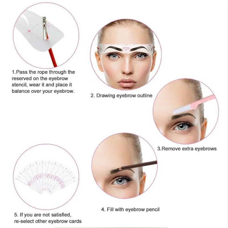 12 set Eyebrow Stencil Set Reusable DIY Eye Brow Drawing Guide Styling Shaping Grooming Template Card Easy Makeup