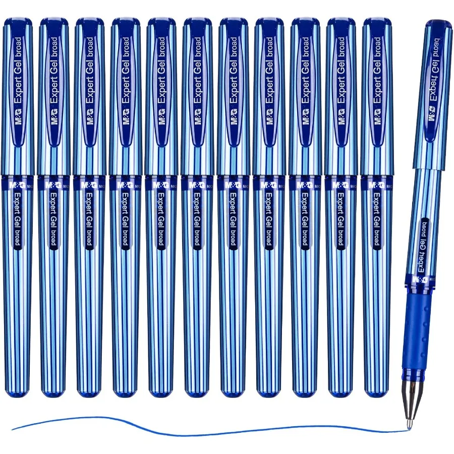 

Gel Pens 1.0mm Blue Ink Gel Pens Medium Point Quick Dry Gel Ink Pens Bulk Smooth Writing with Soft AntiSlip Grip and PlugIn Cov