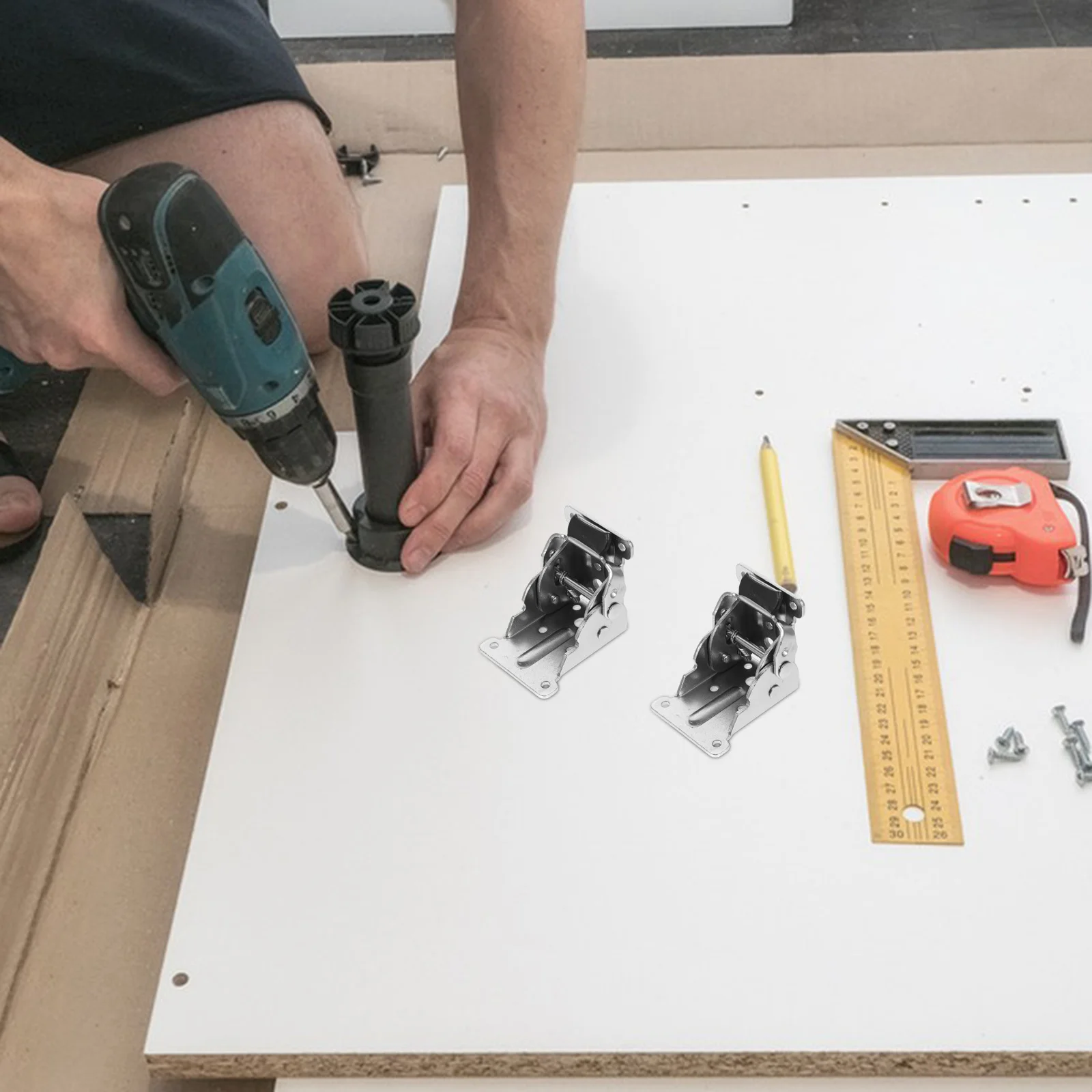 

4Pcs Table Leg Hinge Sturdy Iron 90 Degree Positioning Self Closing Hinges Folding Shelf Garage Door Springs Locking Hinges