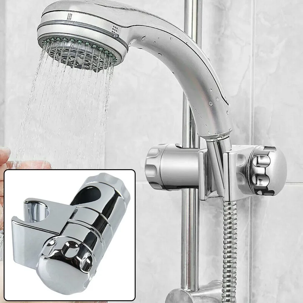 1PC Chrome Shower Rail Head Slider Holders Adjustable 22-25mm Bracket For Slide Bar Adjustable Chrome Plated Bathroom Pipe