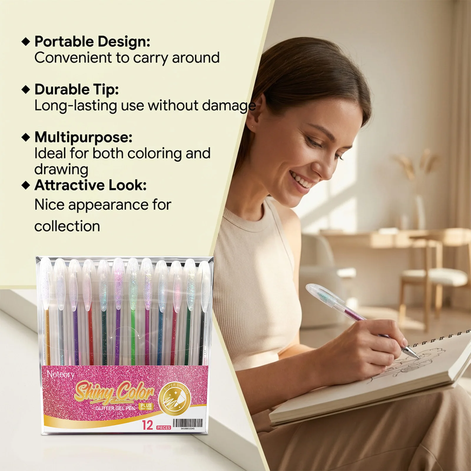 

Color Glitter Gel Pen Metal Glitter Color Ballpoint Pen Paper Cardstock Diary Drawing Marking Coloring DIY Art