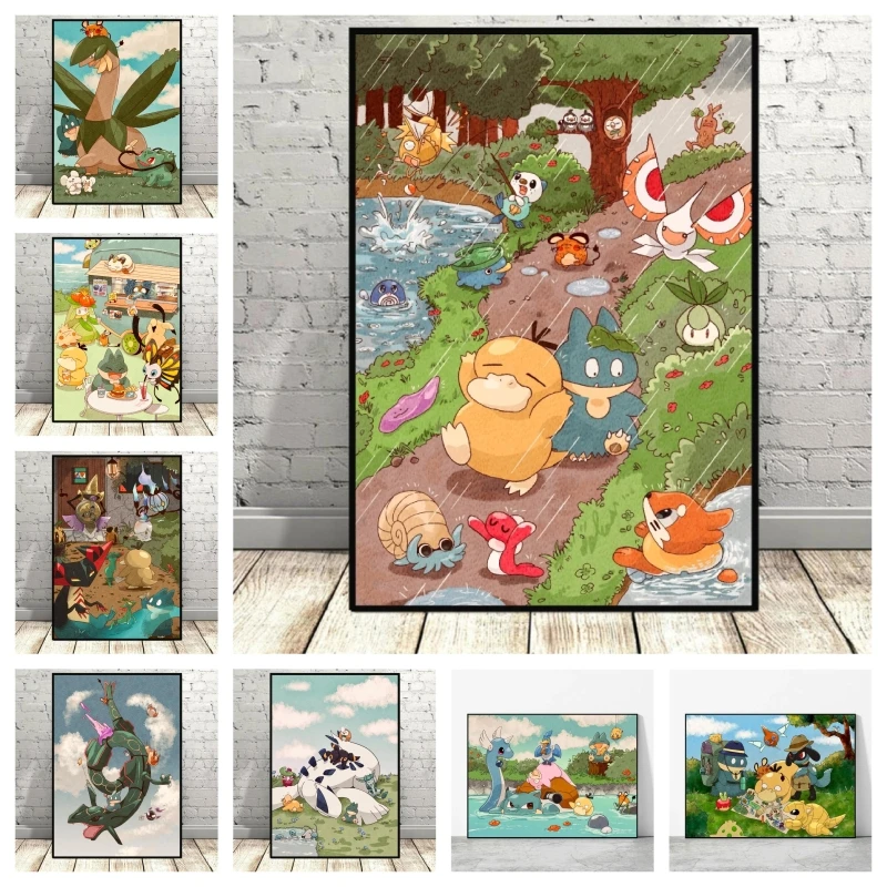 

Pokemon Psyduck Charmander Canvas Hd Prints Cartoon Character Decorative Children Bedroom Decor Painting Birthday Gifts Classic