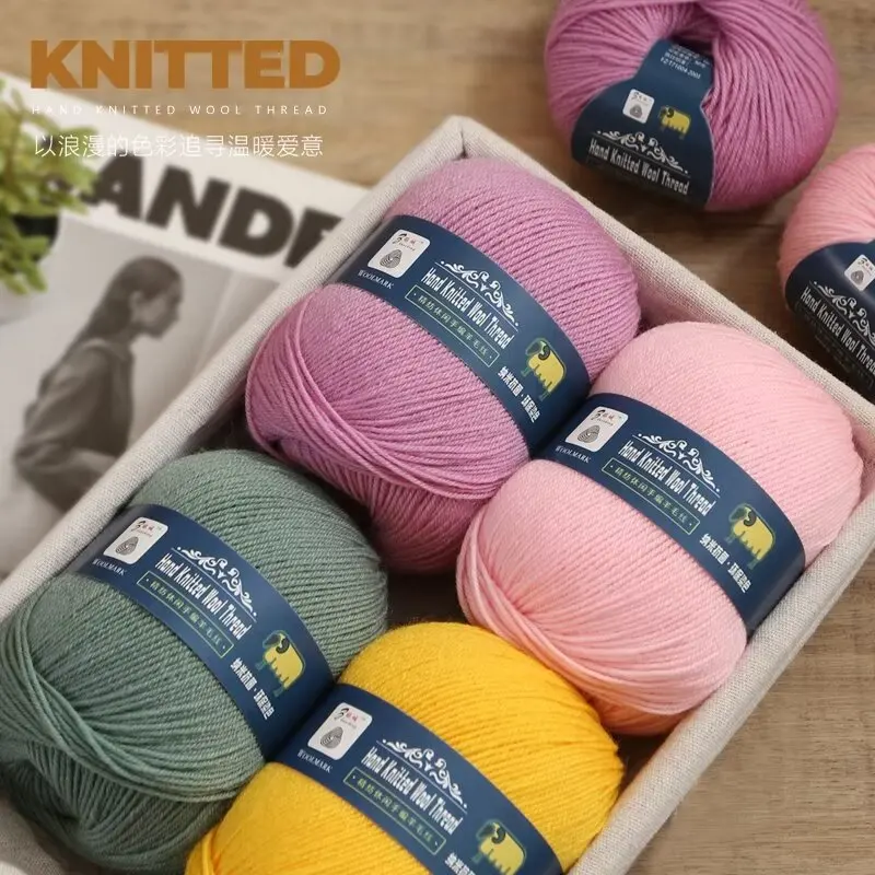 50g Medium Fine Wool Yarn Hand Woven Wool Thread Hand DIY Woven Hat Scarf Yarn ball material bag DIY Knitting Crocheting