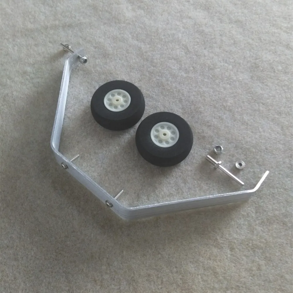 2mm Aluminum Main Landing Gear for 25-40 Class Nitro RC Airplane, 63g Fixed Wing Model Landing Gear with Wheels Axle & Hardware view 2