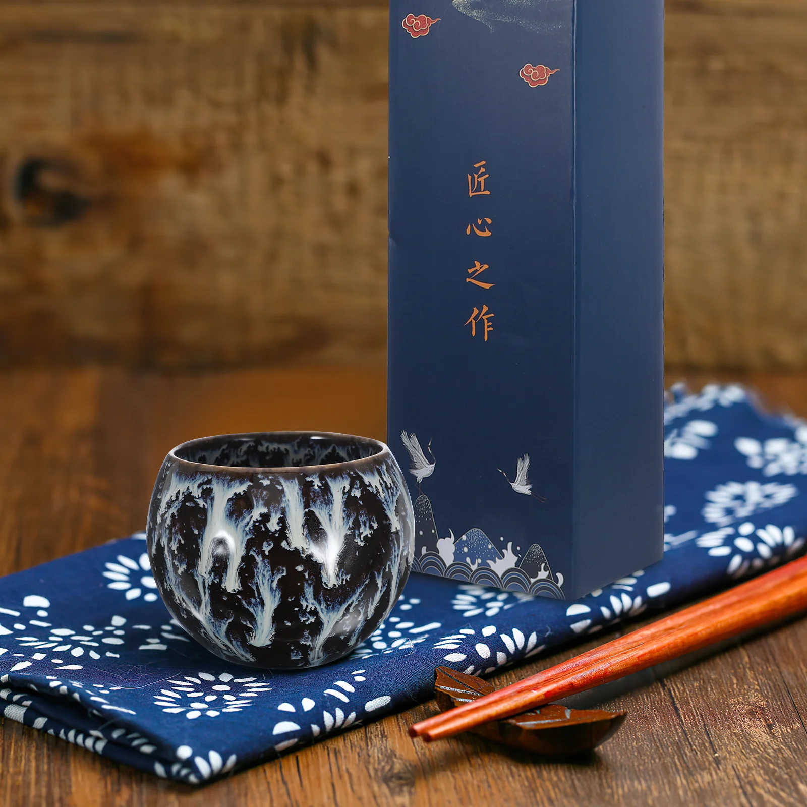 

5Pcs Ceramic Tea Cup Kiln Change Chinese Tea Tasting Cup Retro Style Home Office Decorative Teaware