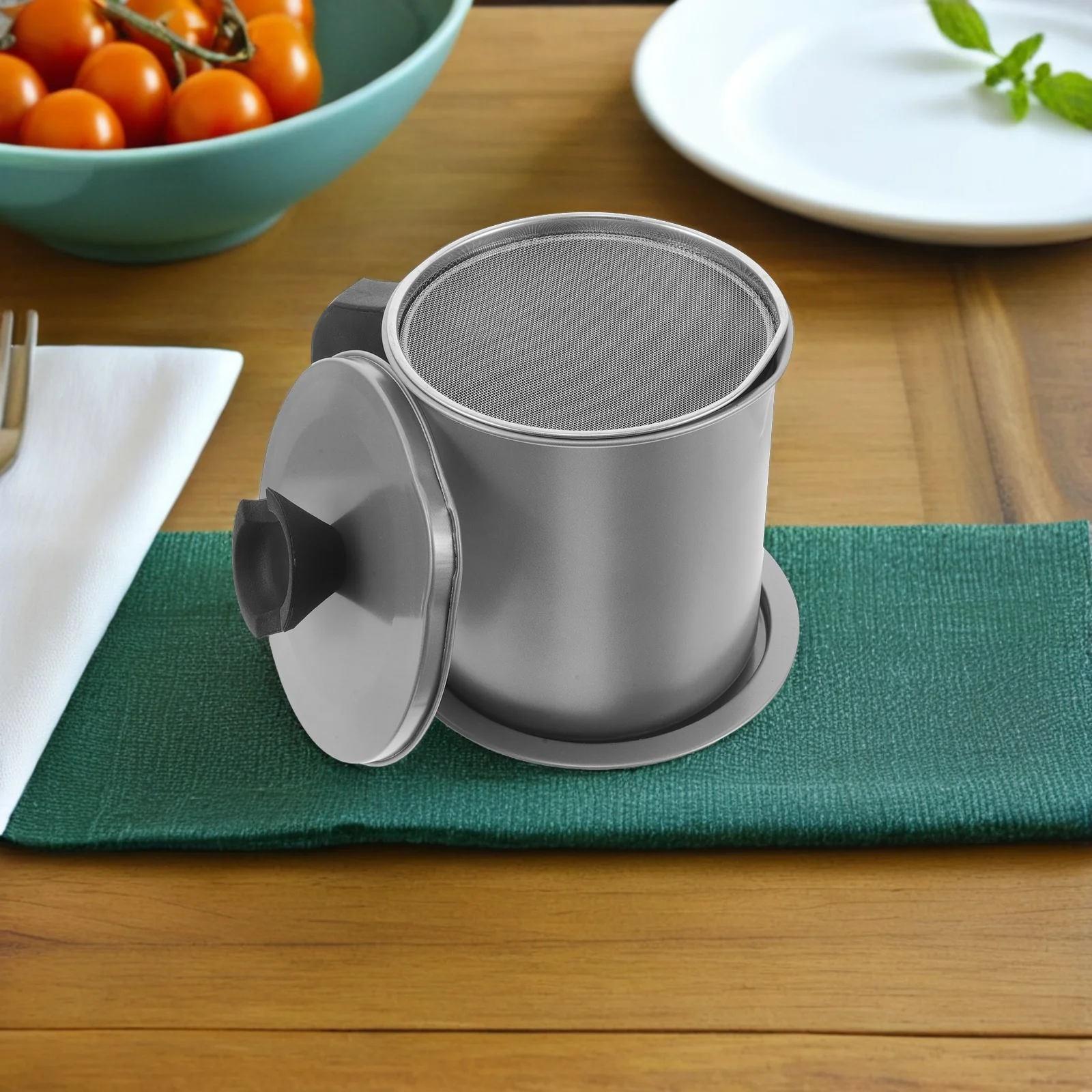 

1.4L Stainless Steel Grease Container Large Capacity Bacon Fat Collector with Strainer Oil Saver for Kitchen Fat Separator