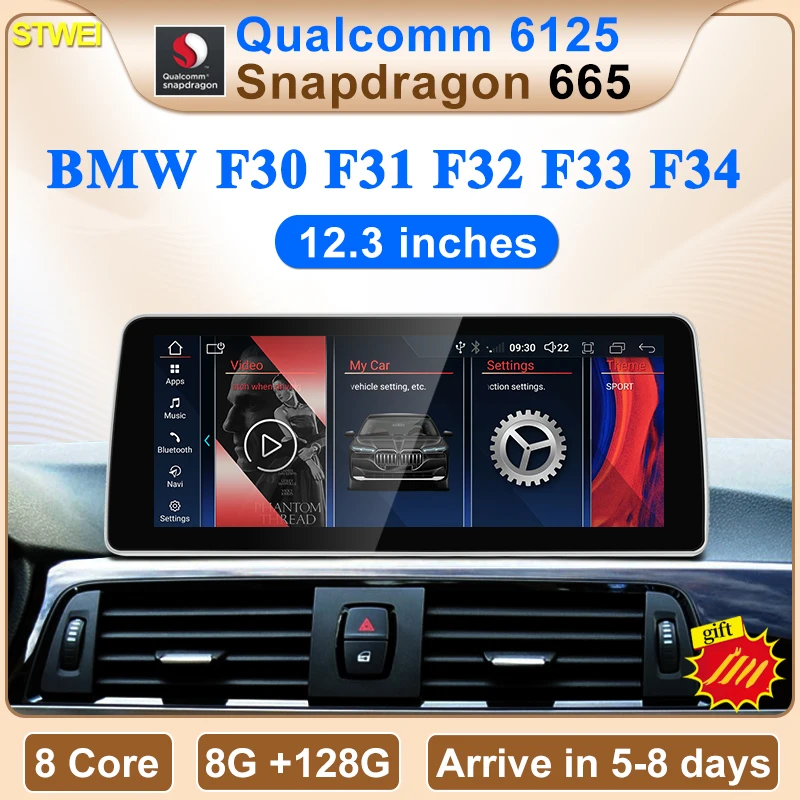 

Новинка ID8 Snapdragon665 12,3 дюймов Android 12 Apple Carplay для BMW 3 серии F30 F31 F34 автомобильный видеоплеер GPS навигация Мультимедиа